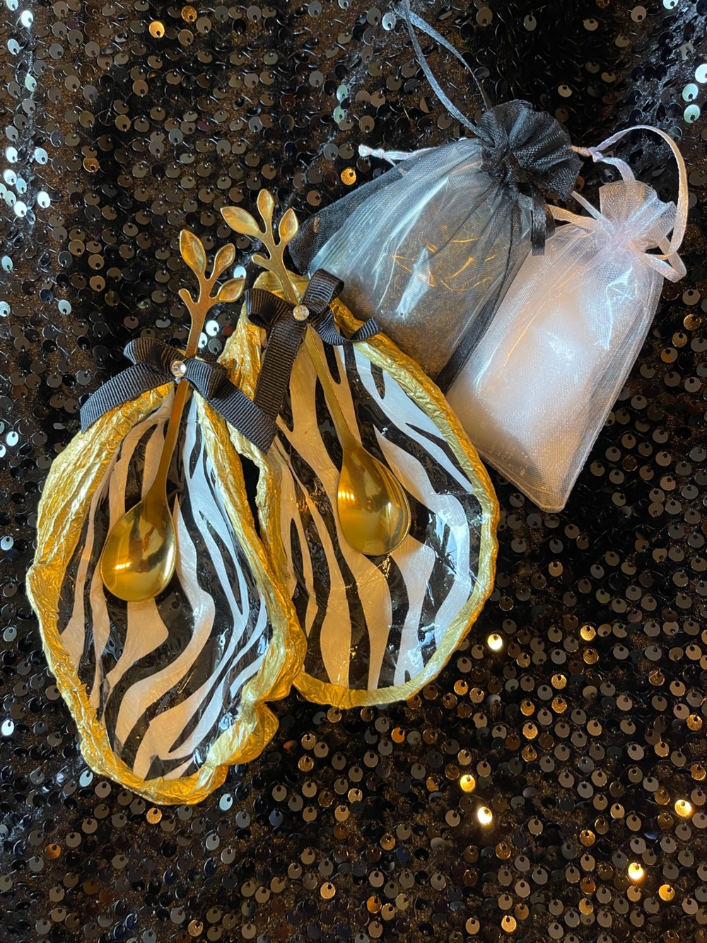 Zebra Print Oyster Shell Pinch Pots